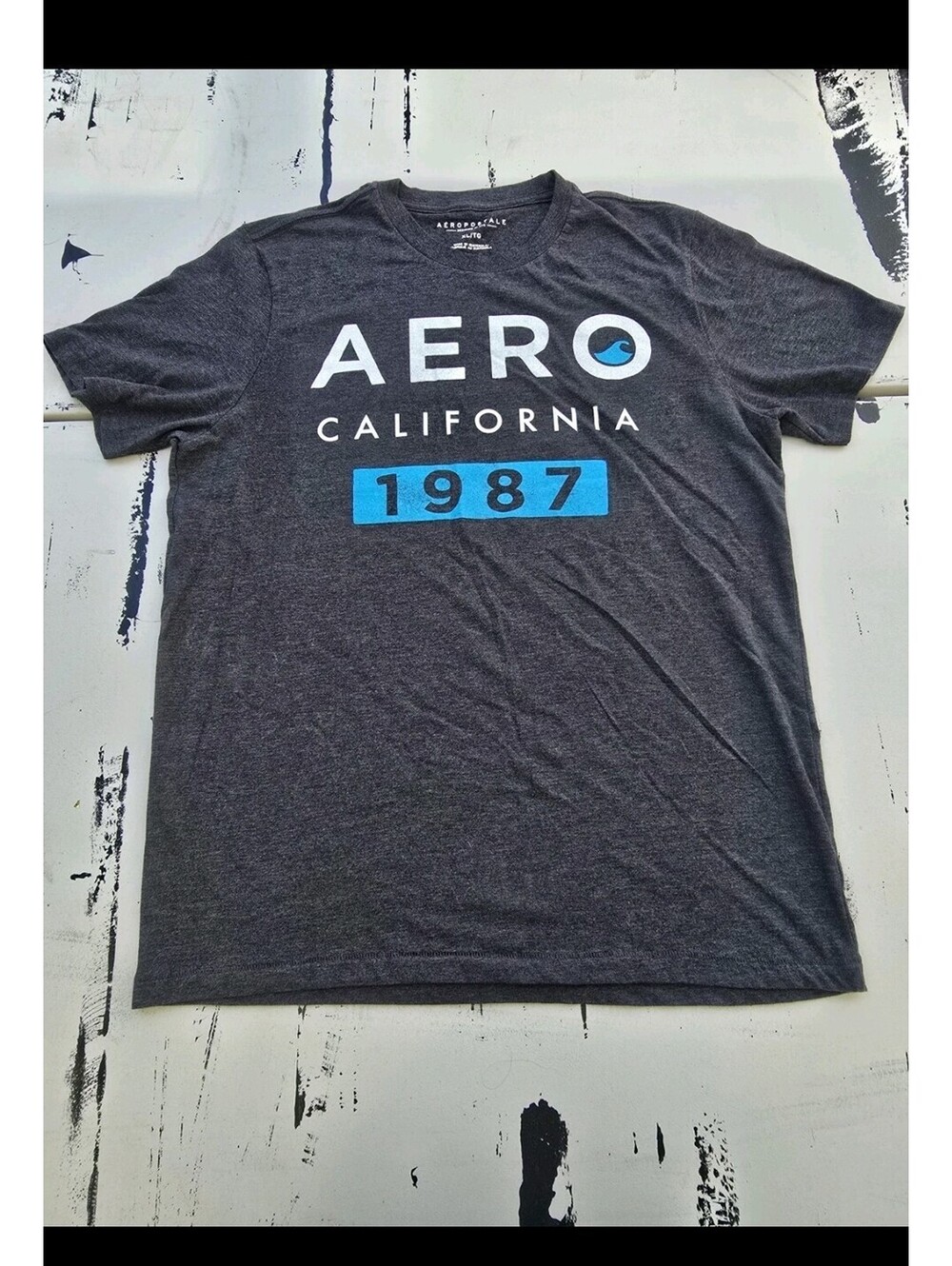 Aeropostale T Shirt Mens XL Charcoal Grey Graphic Tee Aero California 1987